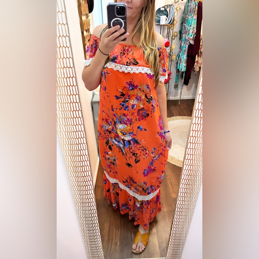 || | Bright Melon Off Shoulder Maxi
